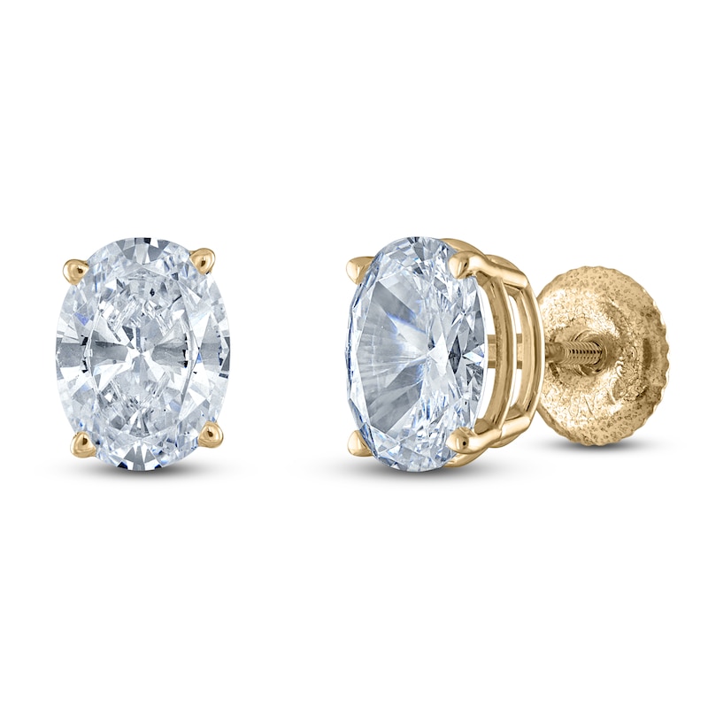 Oval-Cut Lab-Created Diamond Solitaire Stud Earrings 1/2 ct tw 14K Yellow Gold (F/SI2)