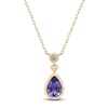 Thumbnail Image 1 of Pear-Shaped Natural Tanzanite & Diamond Bezel Necklace 1/15 ct tw 10K Yellow Gold 18&quot;