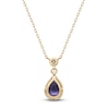 Thumbnail Image 3 of Pear-Shaped Natural Tanzanite & Diamond Bezel Necklace 1/15 ct tw 10K Yellow Gold 18&quot;