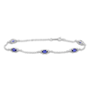 Thumbnail Image 0 of Oval-Cut Ceylon Lab-Created Sapphire & Diamond Bracelet 1/15 ct tw 10K White Gold 7.25"