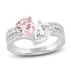 Thumbnail Image 0 of Pear-Shaped Pink & White Lab-Created Diamond Fashion Ring 2 ct tw 14K White Gold