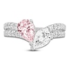 Thumbnail Image 2 of Pear-Shaped Pink & White Lab-Created Diamond Fashion Ring 2 ct tw 14K White Gold