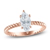 Thumbnail Image 0 of Certified Marquise-Cut Diamond Solitaire Rope Twist Engagement Ring 1 ct tw 14K Rose Gold (I/I1)