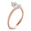 Thumbnail Image 1 of Certified Marquise-Cut Diamond Solitaire Rope Twist Engagement Ring 1 ct tw 14K Rose Gold (I/I1)