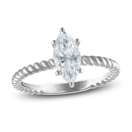 Certified Marquise-Cut Diamond Solitaire Rope Twist Engagement Ring 1 ct tw 14K White Gold (I/I1)