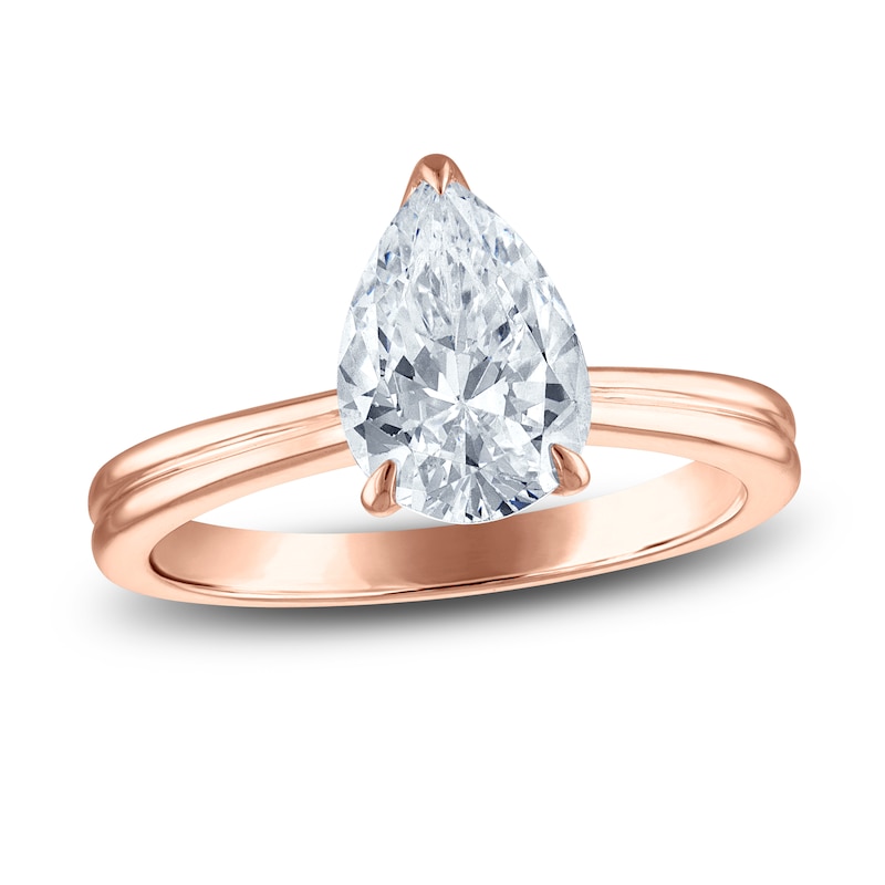 Certified Pear-Shaped Diamond Solitaire Engagement Ring 1-1/2 ct tw 14K Rose Gold (I/I1)