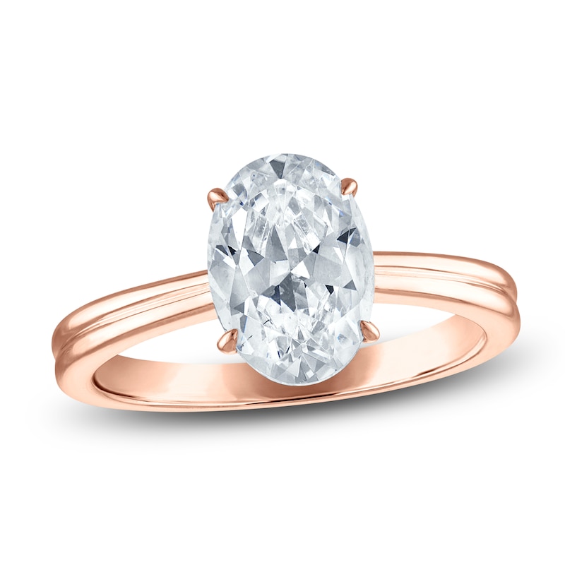 Certified Oval-Cut Diamond Solitaire Engagement Ring 1-1/2 ct tw 14K Rose Gold (I/I1)
