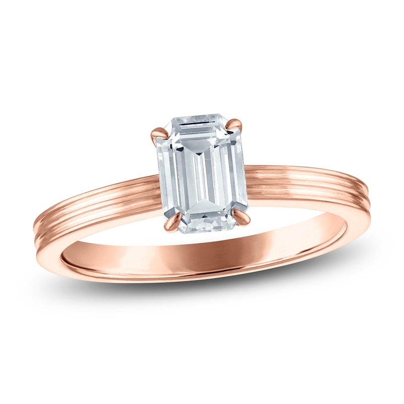 Certified Emerald-Cut Diamond Solitaire Engagement Ring 1 ct tw 14K Rose Gold (I/I1)