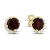 Thumbnail Image 1 of Natural Garnet & Diamond Stud Earrings 1/10 ct tw 10K Yellow Gold