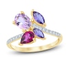 Thumbnail Image 0 of Natural Amethyst, Light Amethyst, Rhodolite Garnet & Diamond Multi-Shape Cluster Ring 1/6 ct tw 14K Yellow Gold