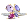 Thumbnail Image 2 of Natural Amethyst, Light Amethyst, Rhodolite Garnet & Diamond Multi-Shape Cluster Ring 1/6 ct tw 14K Yellow Gold