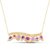 Thumbnail Image 2 of Natural Amethyst, Light Amethyst, Rhodolite Garnet & Diamond Multi-Shape Curve Necklace 1/3 ct tw 14K Yellow Gold