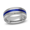 Thumbnail Image 1 of Men's Blue Ceramic Stripe Wedding Band Tungsten Carbide 8mm