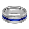 Thumbnail Image 3 of Men's Blue Ceramic Stripe Wedding Band Tungsten Carbide 8mm