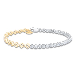 Diamond Tennis & Open Link Bracelet 1-1/2 ct tw 14K Two-Tone Gold 7&quot;