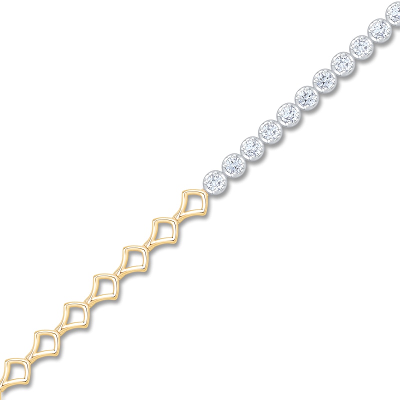 Main Image 2 of Diamond Tennis & Open Link Bracelet 1-1/2 ct tw 14K Two-Tone Gold 7&quot;