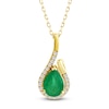 Thumbnail Image 0 of Pear-Shaped Natural Emerald & Diamond Swirl Necklace 1/10 ct tw 14K Yellow Gold 18"