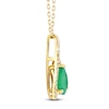 Thumbnail Image 1 of Pear-Shaped Natural Emerald & Diamond Swirl Necklace 1/10 ct tw 14K Yellow Gold 18"