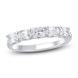 Lab-Created Radiant-Cut Diamond Anniversary Ring 1 ct tw 14K White Gold