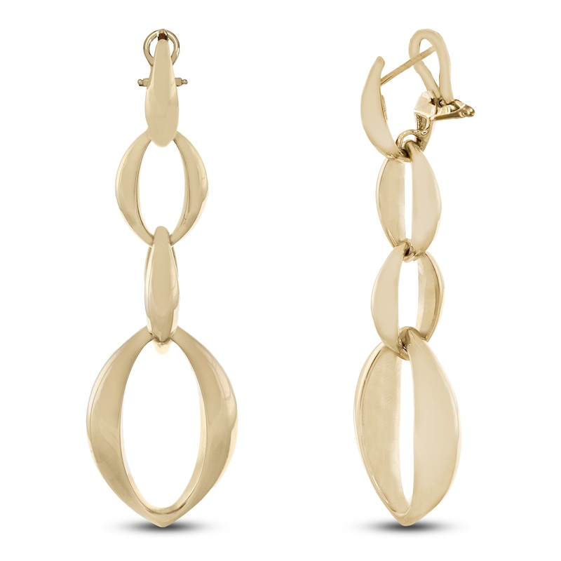 Main Image 2 of Italia D'Oro Oval Link Drop Earrings 14K Yellow Gold