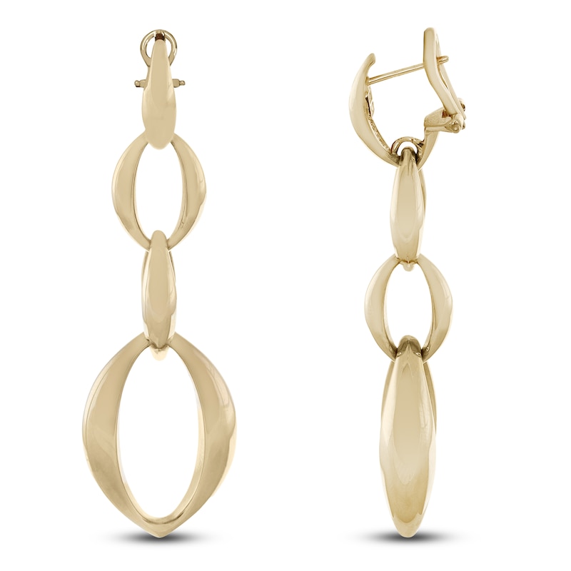 Main Image 3 of Italia D'Oro Oval Link Drop Earrings 14K Yellow Gold