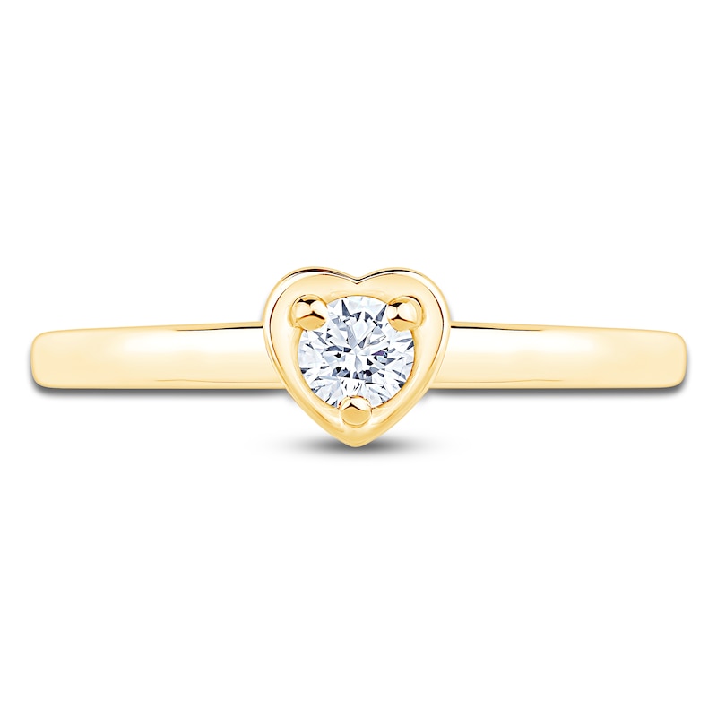 Main Image 3 of Diamond Heart-Shaped Promise Ring 1/8 ct tw 10K Yellow Gold