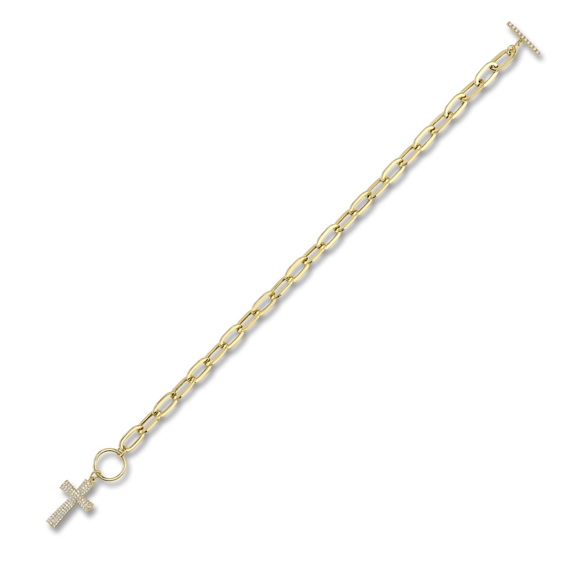 Main Image 2 of Shy Creation Diamond Cross Toggle Bracelet 1/3 ct tw 14K Yellow Gold 7.5&quot; JR55011956Z7.5