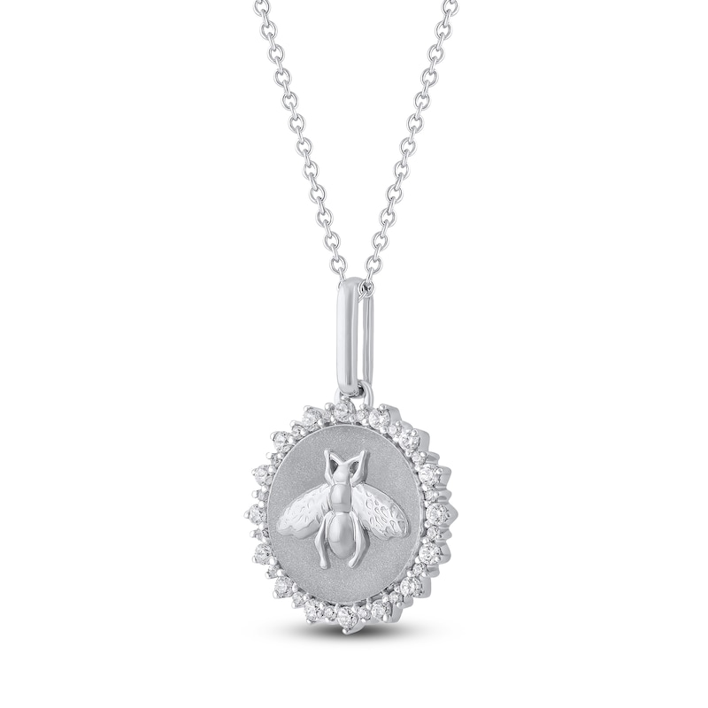 Main Image 2 of Diamond Bee Medallion Necklace 1/4 ct tw Sterling Silver 18&quot;