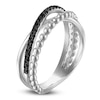 Thumbnail Image 2 of Black Diamond Beaded Three-Row Crossover Fashion Ring 1/4 ct tw Sterling Silver