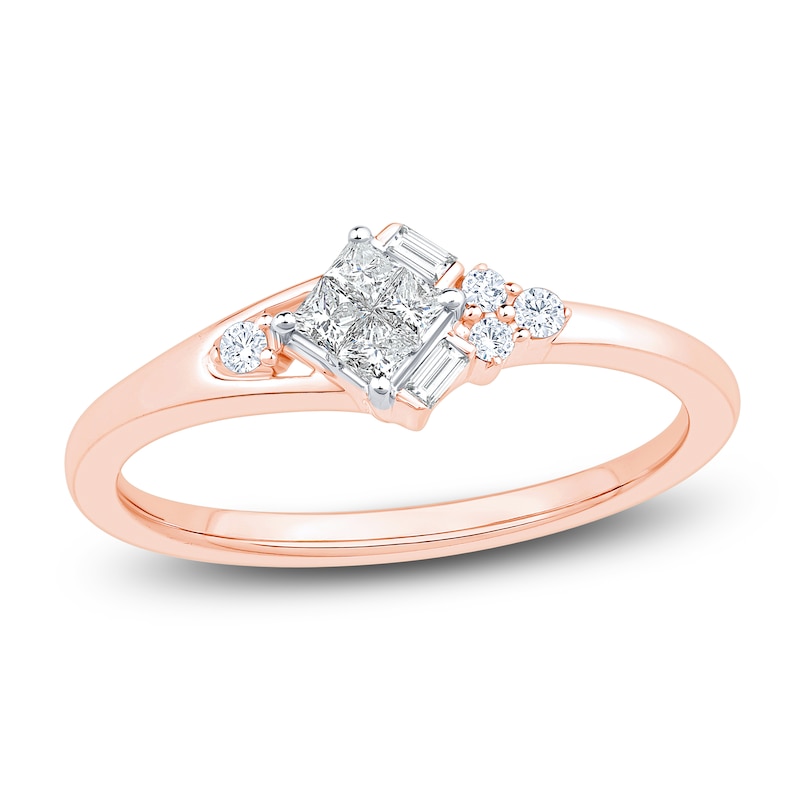 Princess-Cut Quad Diamond Promise Ring 1/5 ct tw 10K Rose Gold