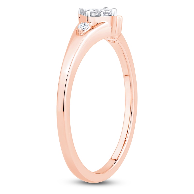 Main Image 2 of Princess-Cut Quad Diamond Promise Ring 1/5 ct tw 10K Rose Gold