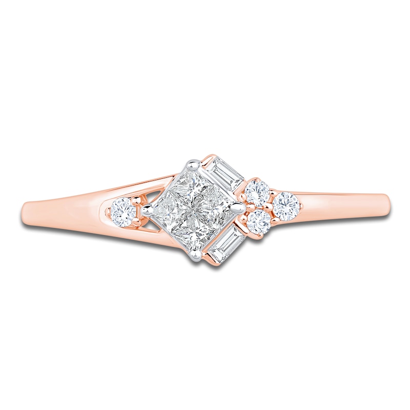 Main Image 3 of Princess-Cut Quad Diamond Promise Ring 1/5 ct tw 10K Rose Gold