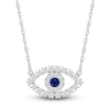 Thumbnail Image 1 of Blue & White Lab-Created Sapphire Evil Eye Necklace Sterling Silver 18&quot;