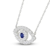 Thumbnail Image 2 of Blue & White Lab-Created Sapphire Evil Eye Necklace Sterling Silver 18&quot;