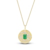 Thumbnail Image 1 of Natural Octagon-Cut Emerald & Diamond Pendant Necklace 1/3 ct tw 14K Yellow Gold