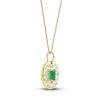 Thumbnail Image 2 of Natural Octagon-Cut Emerald & Diamond Pendant Necklace 1/3 ct tw 14K Yellow Gold