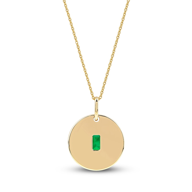 Main Image 3 of Natural Octagon-Cut Emerald & Diamond Pendant Necklace 1/3 ct tw 14K Yellow Gold