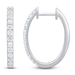 Lab-Created Diamond Oval Hoop Earrings 1/2 ct tw 14K White Gold