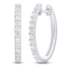 Thumbnail Image 2 of Lab-Created Diamond Oval Hoop Earrings 1/2 ct tw 14K White Gold