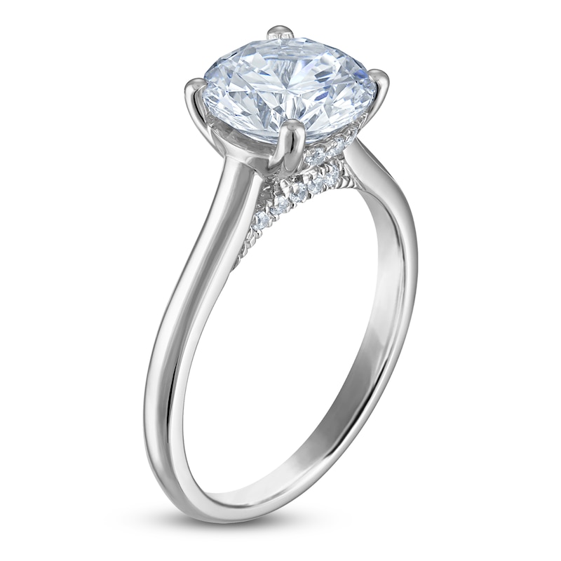 Main Image 2 of Round-Cut Lab-Created Diamond Solitaire Plus Engagement Ring 2-1/2 ct tw Platinum (VS2/F)