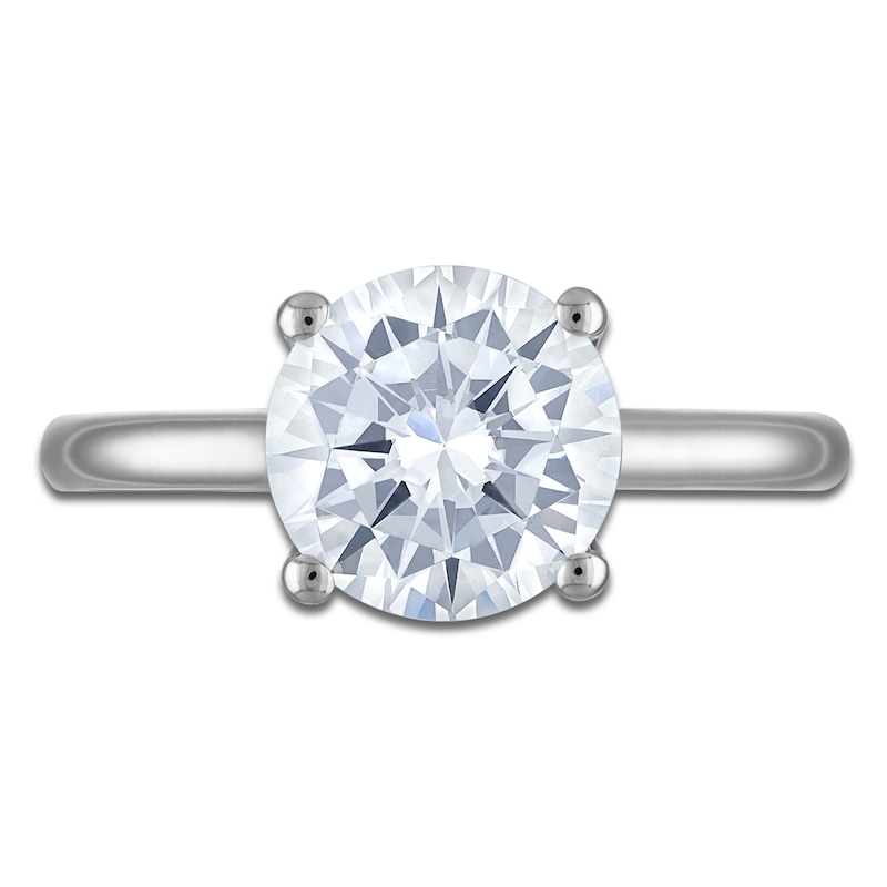 Main Image 3 of Round-Cut Lab-Created Diamond Solitaire Plus Engagement Ring 2-1/2 ct tw Platinum (VS2/F)