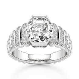 J'Lure Octagon Step-Cut Lab-Created Diamond Engagement Ring 3-3/8 ct tw 18K White Gold