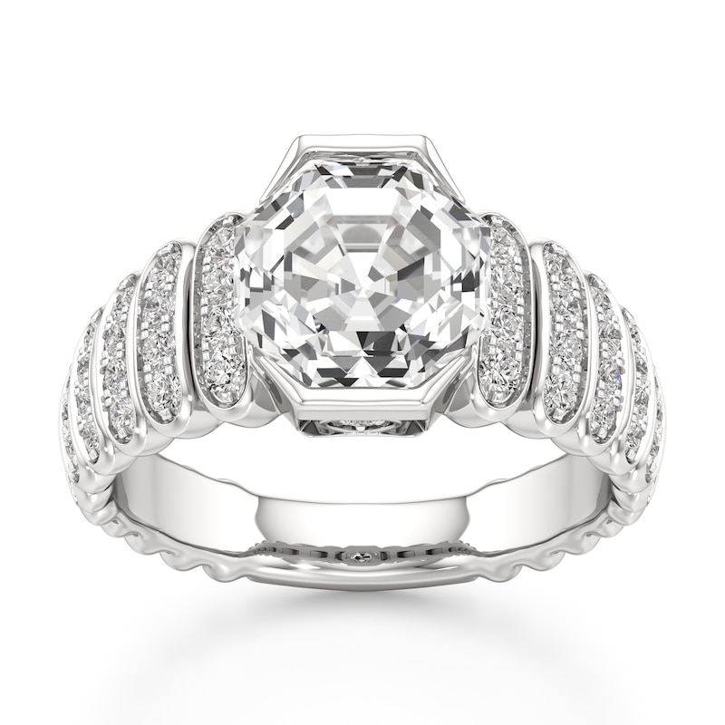 Main Image 1 of J'Lure Octagon Step-Cut Lab-Created Diamond Engagement Ring 3-3/8 ct tw 18K White Gold