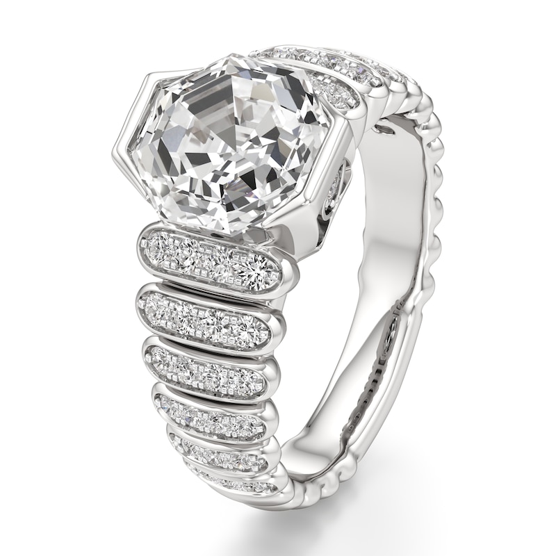 Main Image 4 of J'Lure Octagon Step-Cut Lab-Created Diamond Engagement Ring 3-3/8 ct tw 18K White Gold