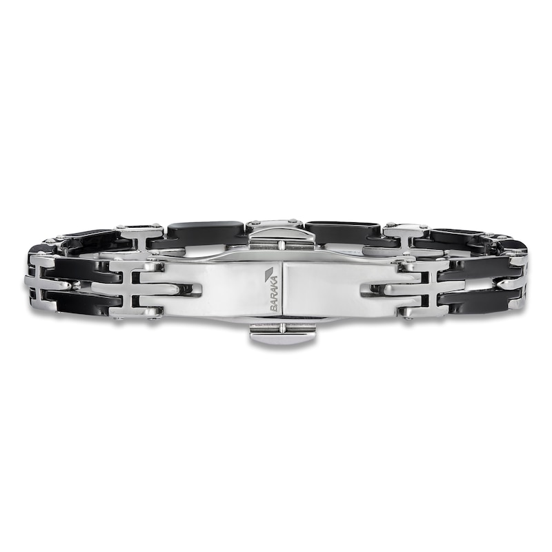 Main Image 4 of Baraka Men's Diamond Accent Link Bracelet Stainless Steel, Black Ceramic & 18K Rose Gold 8&quot;