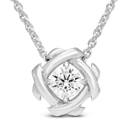 Unspoken Diamond Solitaire Necklace 1/2 ct tw 14K White Gold 18&quot; (I1/I)