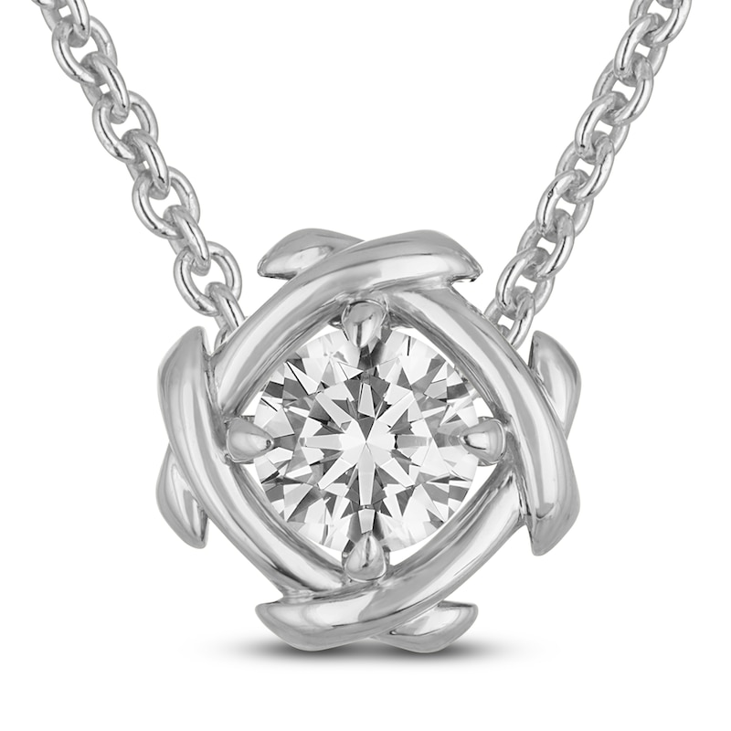 Main Image 1 of Unspoken Diamond Solitaire Necklace 1/2 ct tw 14K White Gold 18&quot; (I1/I)