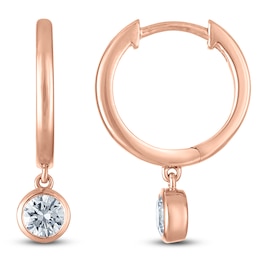 Round-Cut Lab-Created Diamond Solitaire Dangle Hoop Earrings 1/2 ct tw 14K Rose Gold (SI2/F)