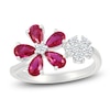 Thumbnail Image 1 of Pear-Shaped Lab-Created Ruby & White Lab-Created Sapphire Ring Sterling Silver