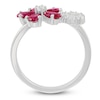 Thumbnail Image 4 of Pear-Shaped Lab-Created Ruby & White Lab-Created Sapphire Ring Sterling Silver